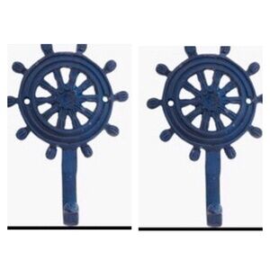 New‎ 2 Nautical Wheel Metal Hooks